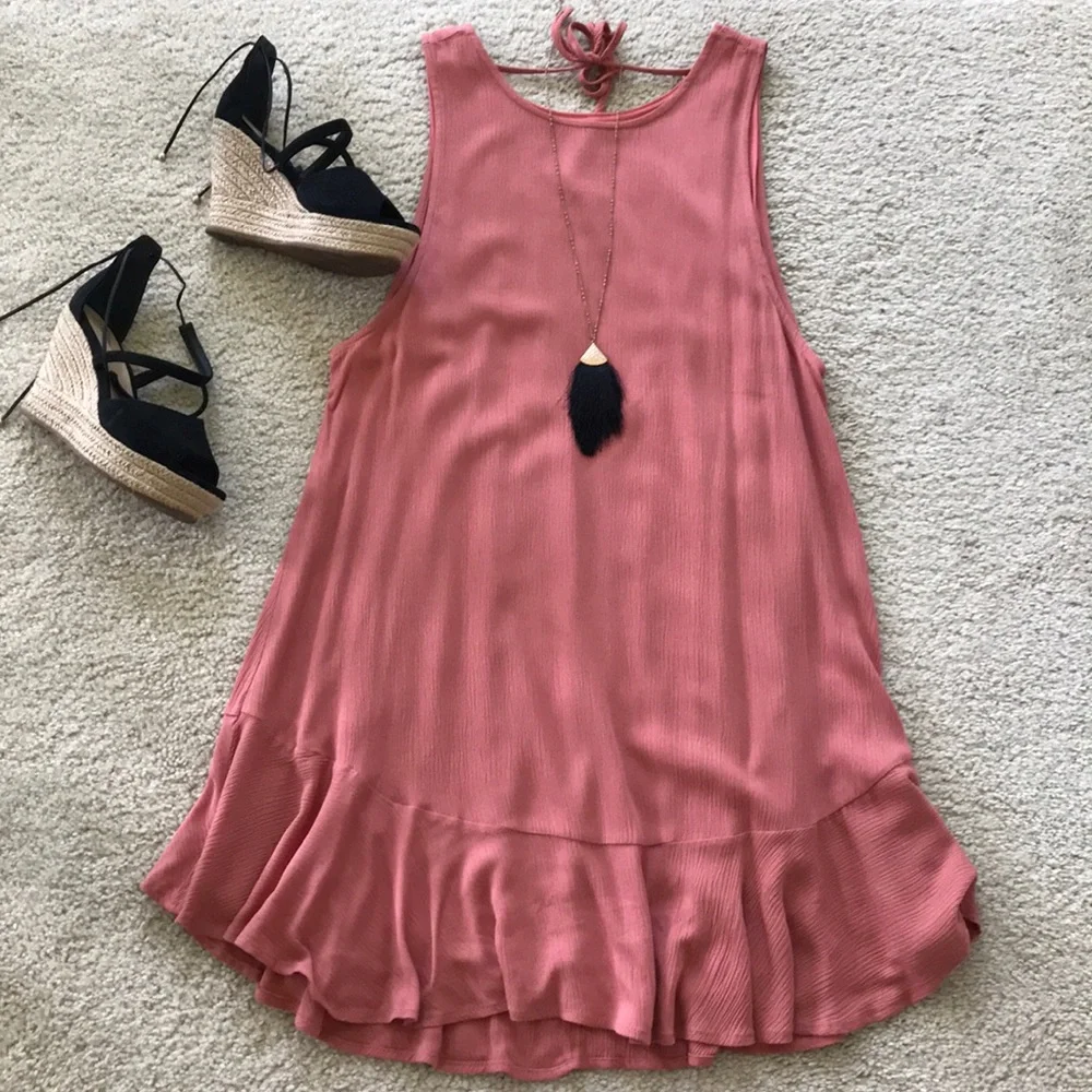 Coral Color Scoopback Dress - Picture 1 of 8